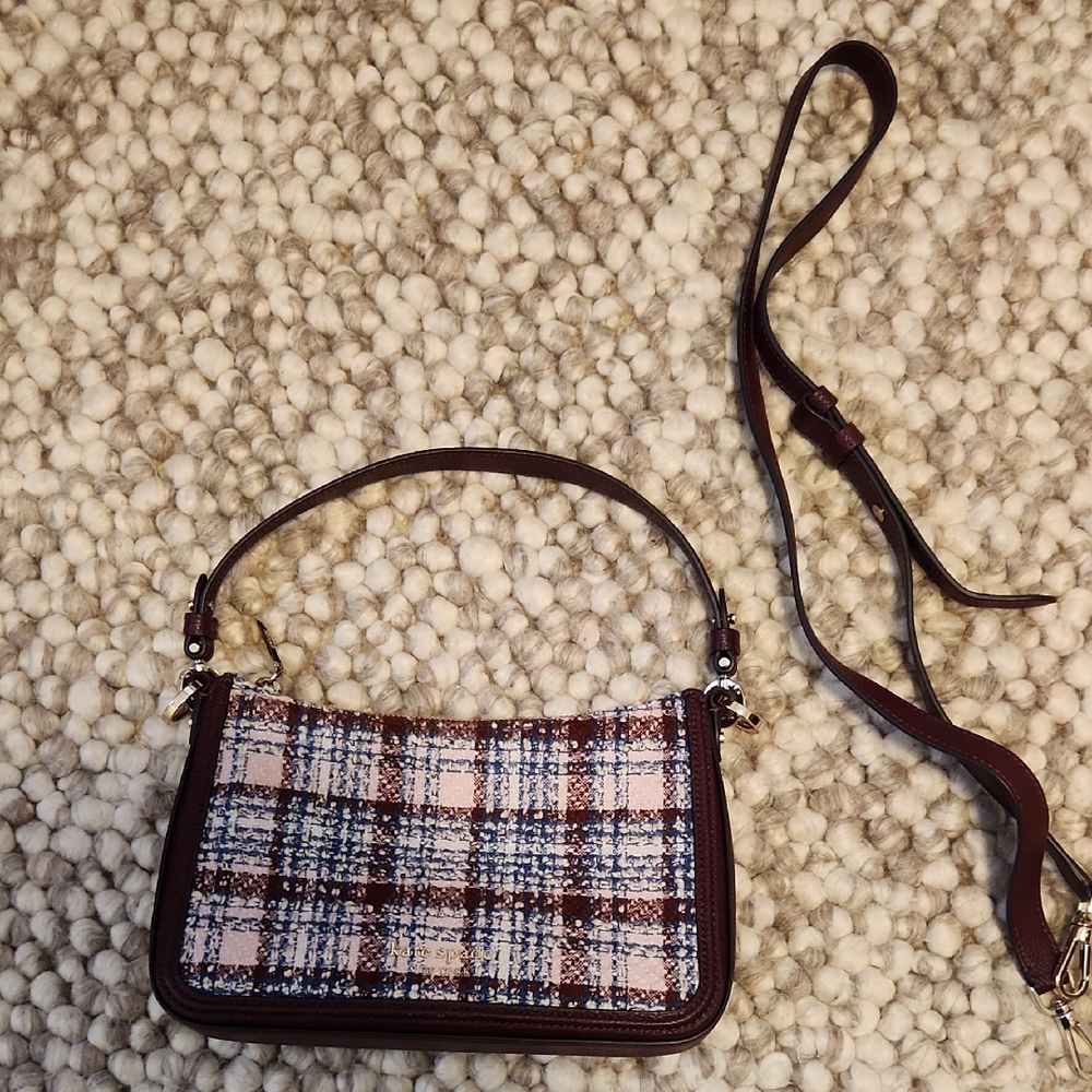Kate Spade Hudson Tweed Handbag With Crossbody Strap In Excellent Condition.